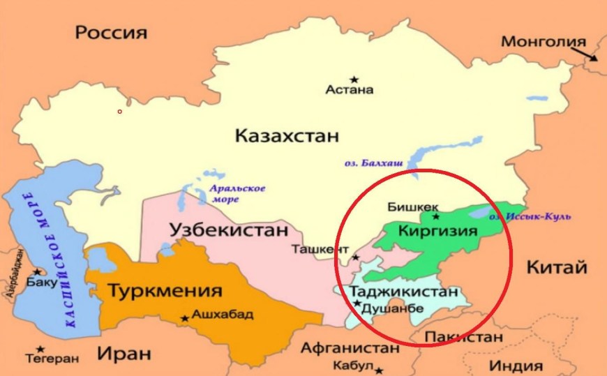 Граница Киргизии и Таджикистана на карте